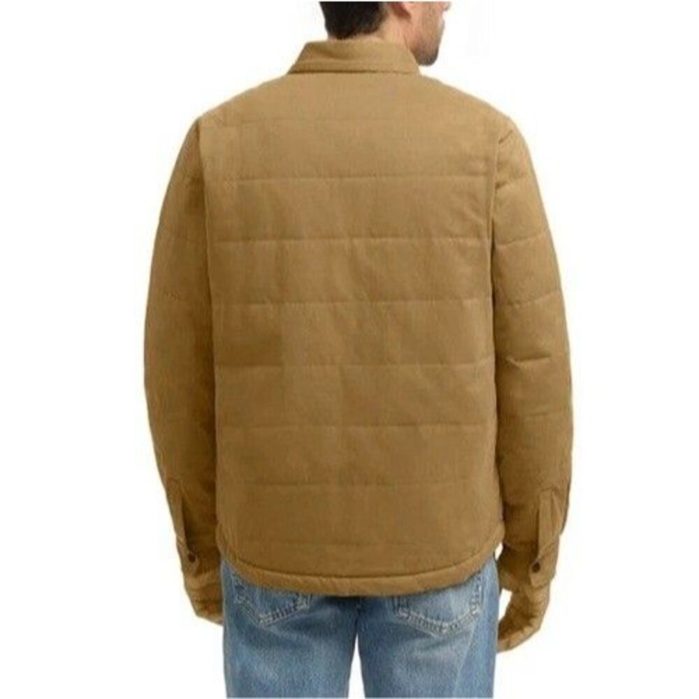 Hurley Mens Quilted Shirt Jacket Tan Medium M NWT Midweight Button Shacket Coat - Picture 3 of 5